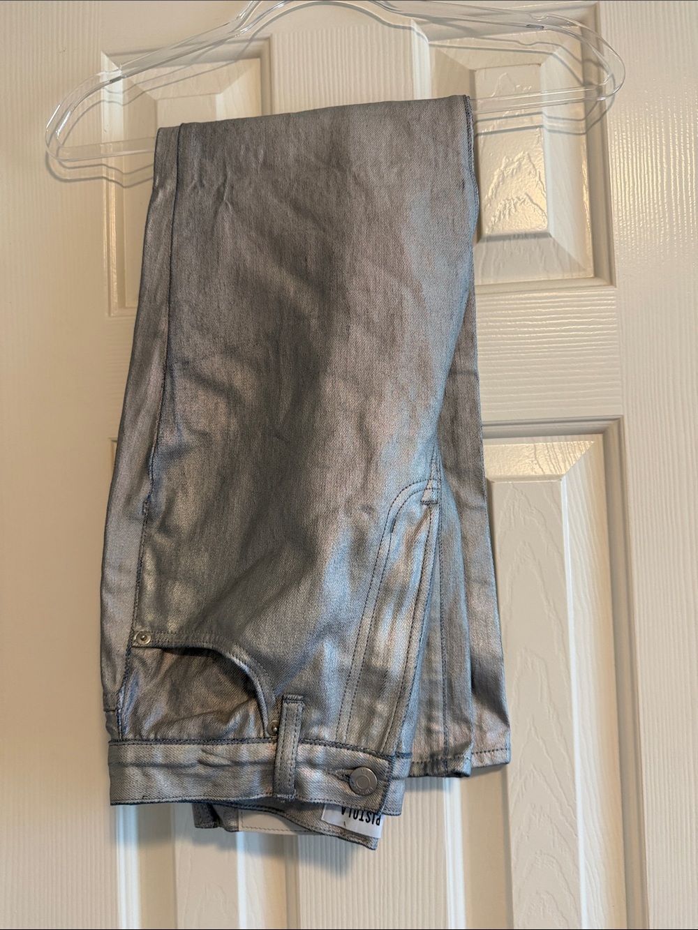 Pistola Metallic Silver Coated straight Jeans